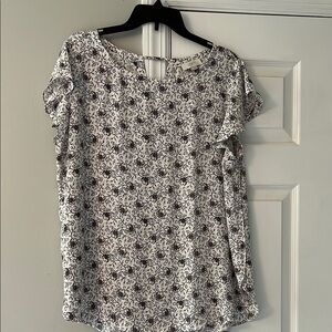 Floral Black and White Women's Top